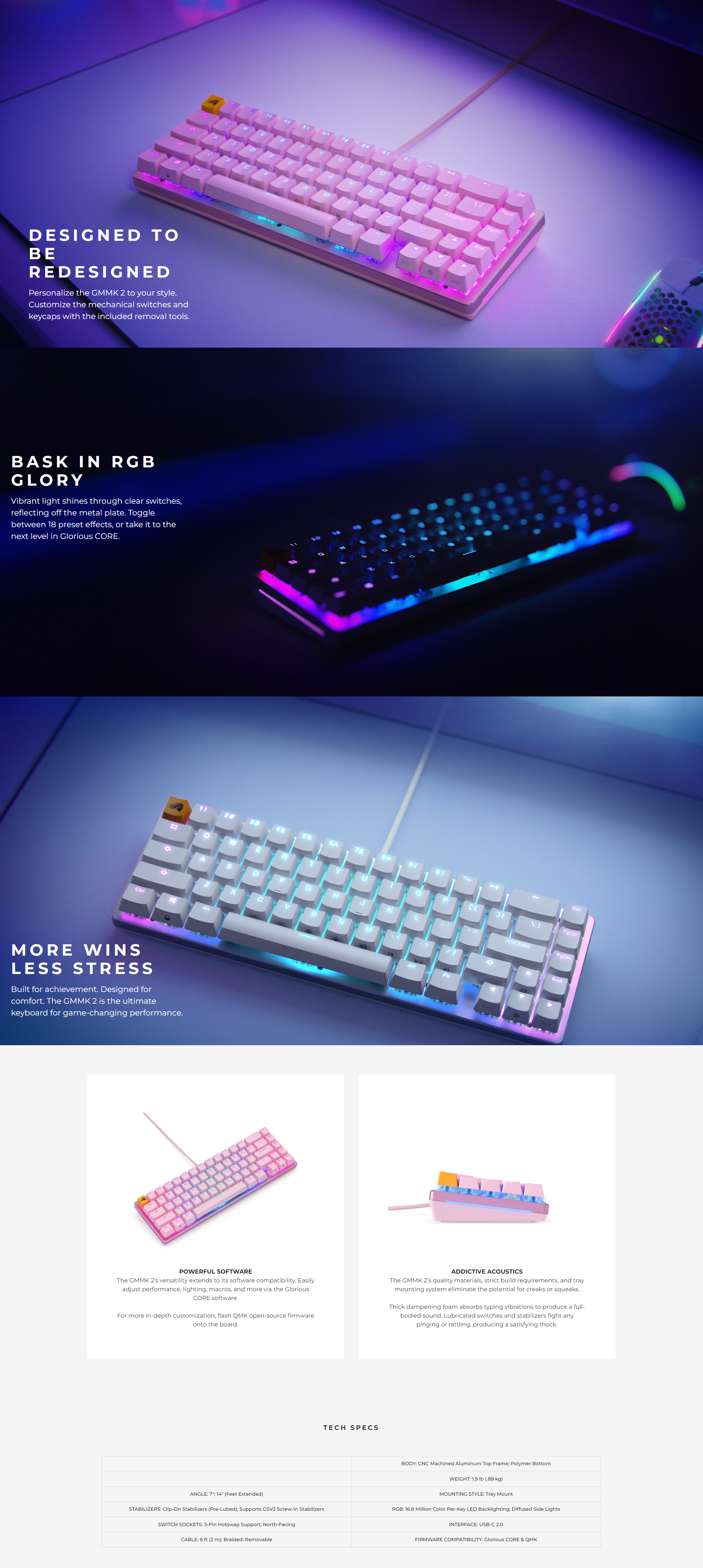 A large marketing image providing additional information about the product Glorious GMMK 2 Full Size Mechanical Keyboard - Black (Barebones) - Additional alt info not provided